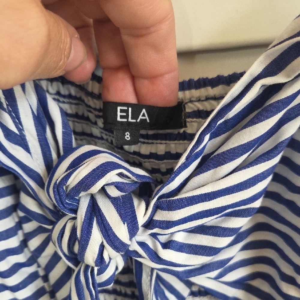 Striped Blue and White Mini Dress - Picture 3 of 4